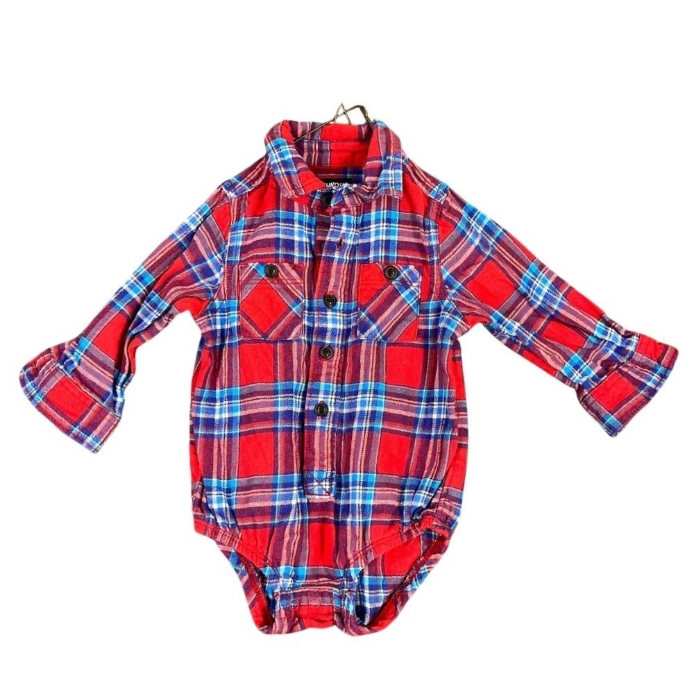 Oshkosh Boys 18M Flannel Bodysuit Cabin Core Family Edit Rustic Fall Outfit